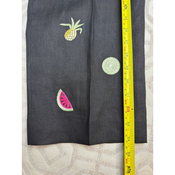 Talbots Womens 8 Petite Irish Linen Fruit Stitched Cropped Capri Pants - Picture 4 of 8